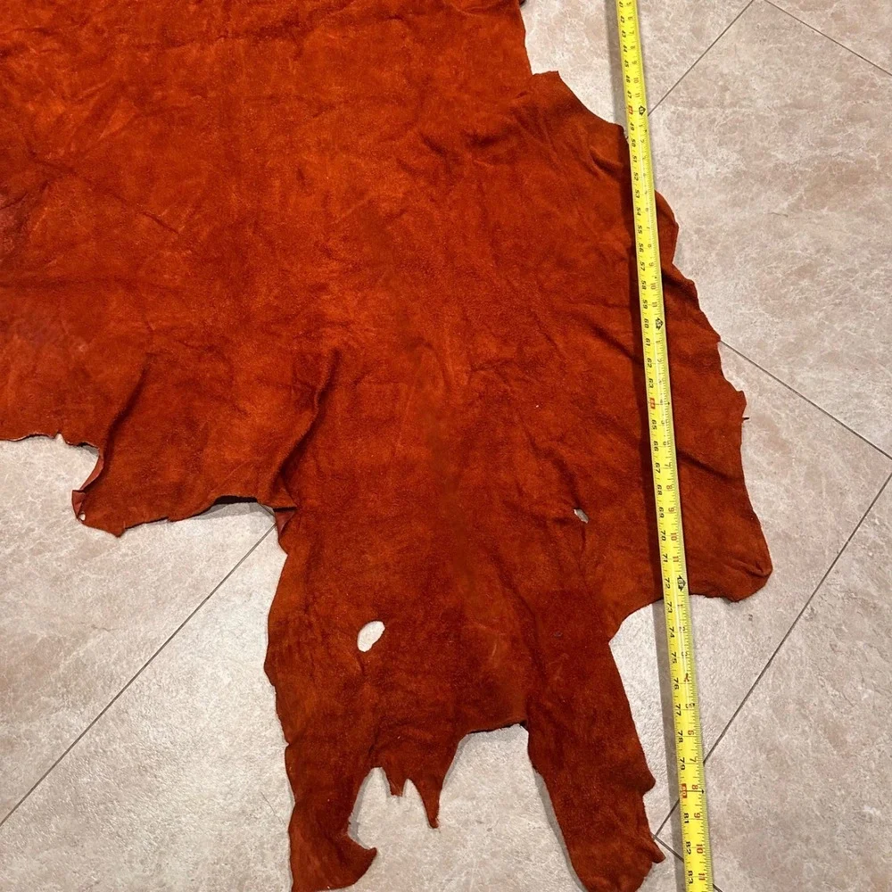 Large Suede Leather Hide Craft Supply Upholstery Piece DIY Projects‎ Orange